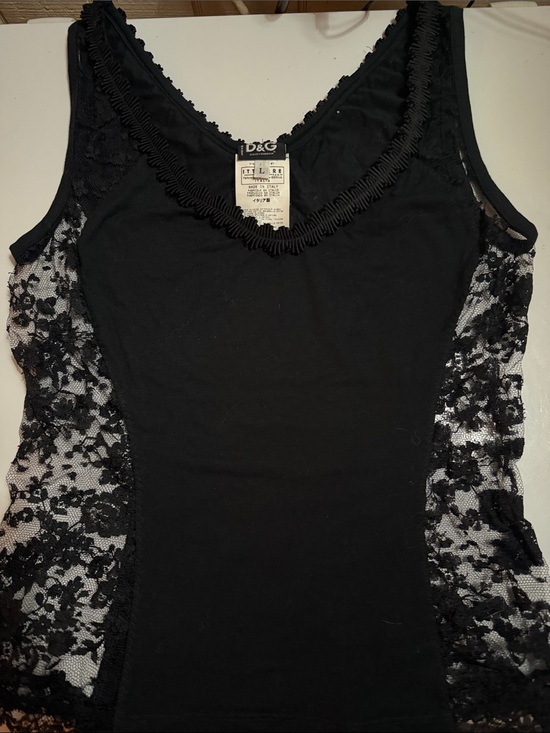 Dolce & Gabbana Tops - Vintage Dolce & Gabbana Black Lace-Trim Sleeveless Camisole